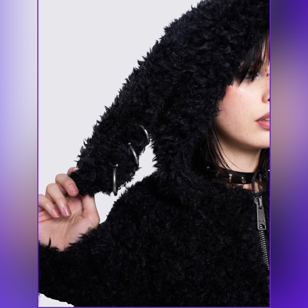 Minga London BUNNY EAR FAUX FUR JACKET NWT L/XL - Picture 4 of 12
